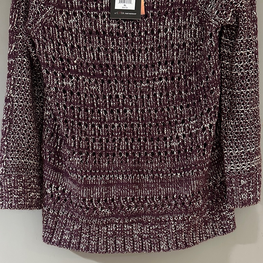 Narciso Rodriguez Marled Knit Sweater – Burgundy & White Textured Pullover | NWT - Picture 7 of 10